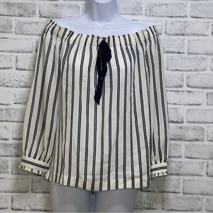 Mercantile by J.Crew Stripped Off Shoulder Bow Blouse Small